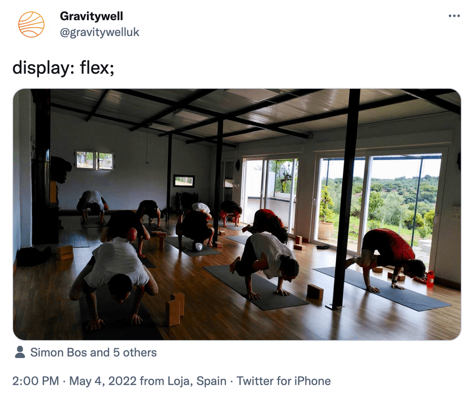 Gravitywell yoga tweet
